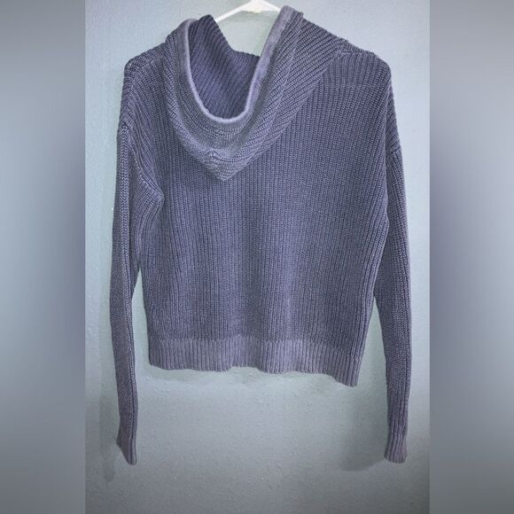 Offline aerie blue knit Hooded Women's oversized Sweater XS #736 - Picture 2 of 8